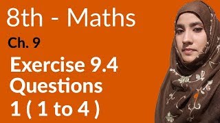 8th Class Math Ch 9  Areas And Volumes Exercise 94 Q 1 1 to 4 8th Class Maths [upl. by Ferro]