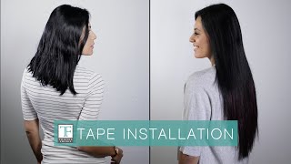 TIPS  How to install Tape Hair Extensions using professional techniques  Twisted Fringe [upl. by Yseulte]