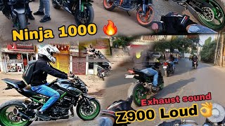 kawasaki ninja 1000cc or loud exhaust Zx6r saund 3 Z900 ek number sound👌guys subscribe viralvideo [upl. by Hachman]