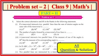 Problem set 2 class 9 maths part 2  Chapter 2 Parallel Lines  Maharashtra state board class9th [upl. by Peggi912]