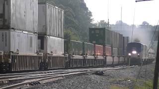 Norfolk Southern 295 SB Meets Amtrak Crescent 19 in AustellGa 08152014© [upl. by Finnie892]