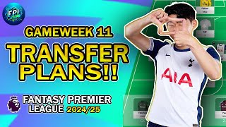 FPL GAMEWEEK 11 TRANSFER PLANS  TEAM SELECTION  Fantasy Premier League 202425 [upl. by Letreece]