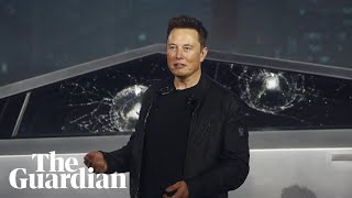 Armour glass windows on new Tesla Cybertruck shatter during demonstration [upl. by Laeira]