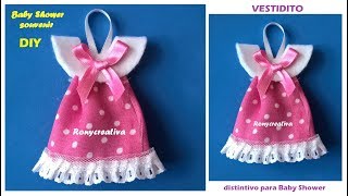 Distintivo para Baby Shower  vestidito de niña VIDEO TUTORIAL [upl. by Leitao]