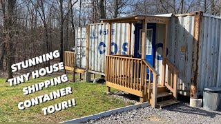 Shipping Container Living Touring A Tiny Home Conversion [upl. by Nirok675]