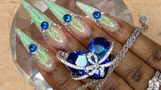 Acrylic Nails Tutorial  How to Encapsulated Nails  Glitter Acrylic Nails with Nail Forms [upl. by Milurd865]