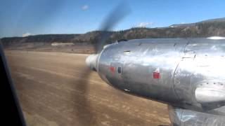 Air North HS748  Engine Startup amp Departure Rwy 03 from Old Crow Airport YOC Yukon Canada [upl. by Lianne]