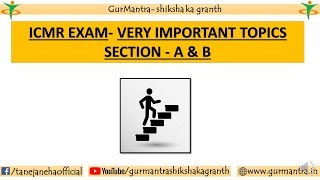 VERY IMPORTANT TOPICS FOR ICMR JRF EXAM 2019 [upl. by Brace]