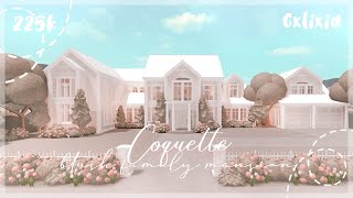 aesthetic blush coquette mansion ‎♡₊˚ 🦢 exterior  bloxburg house build [upl. by Raychel]