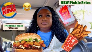 BURGER KING FRIED PICKLE RANCH WHOPPER MUKBANG  PICKLE FRIES [upl. by Eelydnarb]