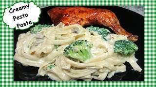 How To Make Creamy Pesto Pasta  Fettuccini with Basil Pesto Sauce Recipe [upl. by Farleigh]