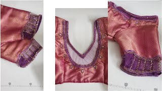 Aari net work blouse cutting and stitching easy method [upl. by Ynnot]