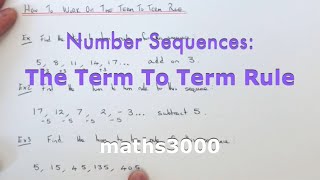 The Term To Term Rule For Number Sequences What is the term to term rule and how to work it out [upl. by Merideth]