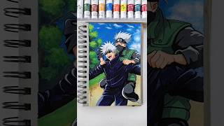 Gojo and Kakashi drawing step by step shorts [upl. by Googins]