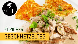 Feines Züricher Geschnetzeltes mit Kartoffelrösti und Champignons [upl. by Ahsenwahs]