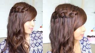 Knotted Loop Waterfall Braid Hairstyle for Short and Long Hair Tutorial [upl. by Anrahs]