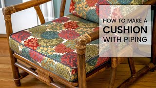 How to Make a Cushion with Piping  Box Cushion Tutorial  THRIFT FLIP Makeover [upl. by Grose352]