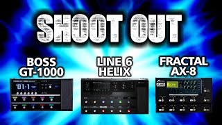 Boss GT1000 vs Fractal AX8 vs Line 6 Helix Shootout [upl. by Ecyned]