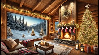 Relaxing Cabin Ambience with Fireplace and Christmas Music [upl. by Anavi]