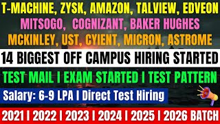 14 Companies Direct Test Hiring  OFF Campus Hiring Started  20212026 Batch  Exam Started Pattern [upl. by Sheilah]