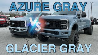 2023 Ford F450 AZURE GRAY vs 2024 F250 GLACIER GRAYPlatinum COMPARISON [upl. by Gorden755]