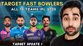 Top 10 FAST BOWLERS AND TARGET TEAMS IN IPL 2025 MEGA AUCTION  Starc Rabada Shami  KKR CSK RCB [upl. by Dolley645]