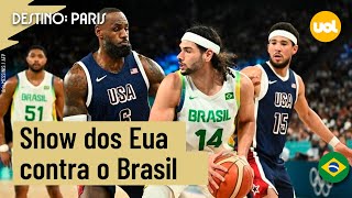 OLIMPÍADAS 2024 ESTADOS UNIDOS DÃO SHOW VENCEM E ELIMINAM BRASIL NO BASQUETE [upl. by Antony]