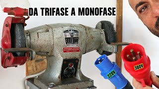 Convertire una mola da banco da trifase a monofase con il condensatore [upl. by Leyes]