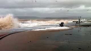 Orcombe Point Exmouth Devon UK  high tide flooding and storm surge [upl. by Ennaeus]