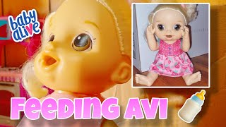 Feeding Sick Baby Alive Avi Chicken Soup [upl. by Bose]