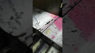 CUTTING TESTING SPECIMENS OUT OF WELDED PLATES AFTER DYE PENETRANT TESTING LIQUID PENETRANT NDT [upl. by Prober72]