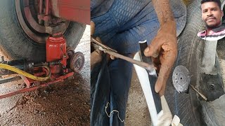 Truck Tyre puncture repair easy method  Tyre open and fittings [upl. by Clein]