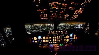 Plane landing night cockpit view MUST WATCH [upl. by Axia726]