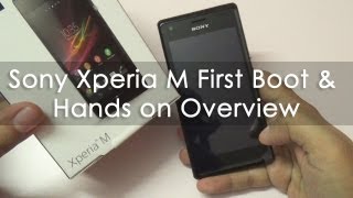 Sony Xperia M First Boot Sim Install amp Hands on Overview [upl. by Okoyik]