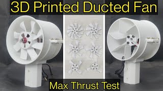 80 mm Electric Ducted Fan with Stator Blades  3D Printed  Max thrust test [upl. by Sitnerp205]