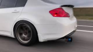 G37 sedan HBP Super Single FLAME THROWER exhaust [upl. by Urba148]