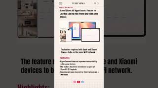 Xiaomi Shows Off HyperConnect Feature for Easy File Sharing With iPhone and Other AppleDevices tech [upl. by Cacie]