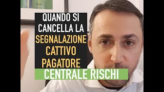 QUANDO SI CANCELLA LA SEGNALAZIONE IN CENTRALE RISCHI BANCA DITALIA [upl. by Vladimir]