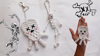 DIY Macrame Keychain Tutorial  Macrame Skull Keychain  Macrame Halloween Project [upl. by Ogilvie]