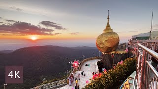 Evening Walk Kyaiktiyo Pagoda During Sunset Golden Rock Mon State Myanmar [upl. by Ahsinyar46]