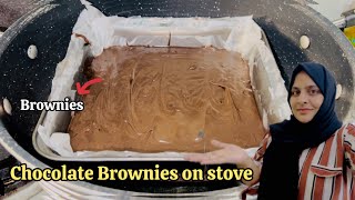 Easy and Quick Chocolate Cakey Brownies Recipe on Stove  Brownie recipe  rubabkanwalR [upl. by Ihc]