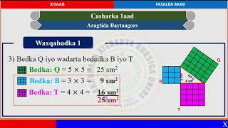 Xisaab Fasalka 8aad Cutubka 8aad Casharka 1aad Aragtida Baytaagoros [upl. by Weixel]