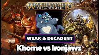 Khorne vs Ironjawz  Age of Sigmar Battle Report [upl. by Ekard426]