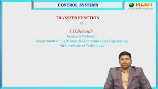 LEC04 Control Systems  Transfer Function By Mr CH Babaiah [upl. by Arykat]