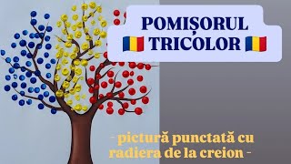 POMISORUL 🇷🇴 TRICOLOR 🇷🇴  pictura punctata cu radiera de la creion [upl. by Allez247]