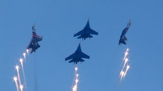 Russian Knights and Swifts Zhukovsky Moscow 2012  Русские витязи и Стрижи в Жуковском 2012 [upl. by Aicinoid]