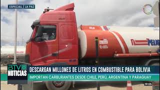 Descargue masivo de combustible en Arica busca normalizar el abastecimiento en Bolivia [upl. by Wiseman]