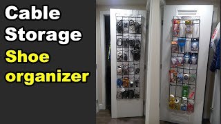 Hanging shoe organizer hack for cable management storage [upl. by Healy]