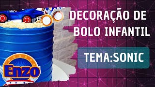 BOLO NO TEMA SONIC🩵💙 DECORAÇÃO FACILBolo infantil [upl. by Gussy130]