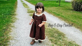 How To Crochet  Little Pilgrim Toddler Dress  Baby dress  BAGODAY Tutorial 428 [upl. by Terrell]